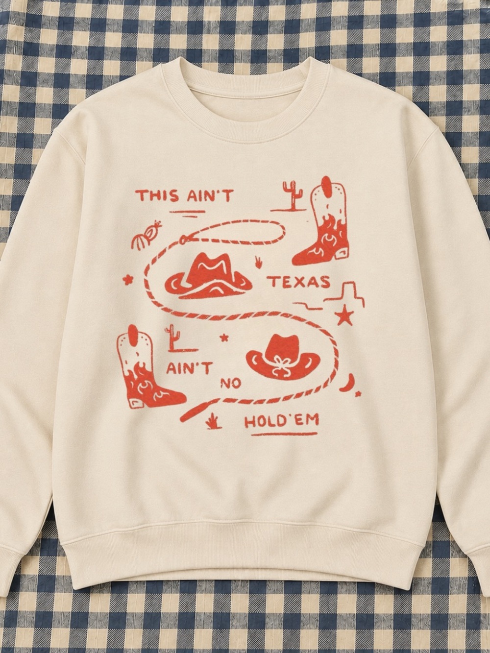 Men's Off White Graphic Sweatshirt with Red Western Print